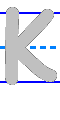 Template for practicing the printing of the capital/uppercase letter K in English