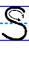 explanatory diagram of the proper way to print the capital letter s in English