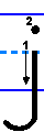 explanatory diagram of the proper way to print the small/lower case letter j in English